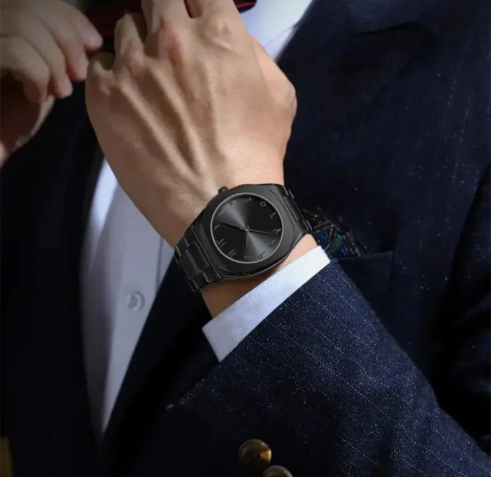 Black Aura Quartz Watch – Stylish Analog Watch For Men & Boys