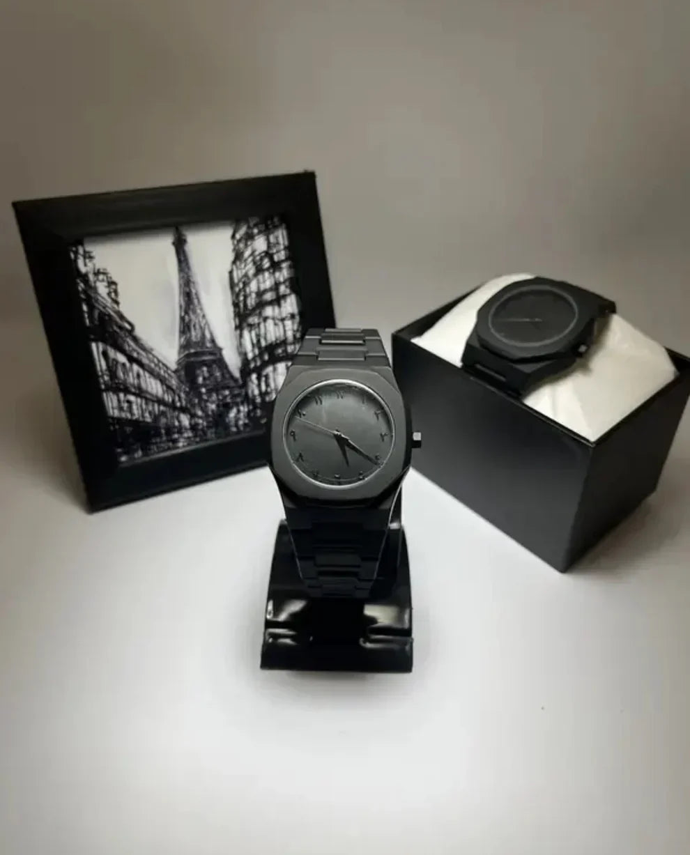 Black Aura Quartz Watch – Stylish Analog Watch For Men & Boys