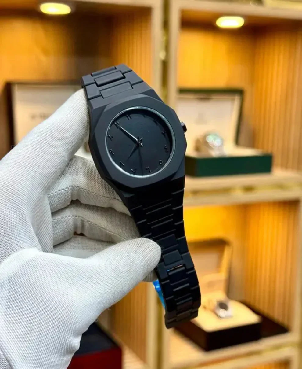 Black Aura Quartz Watch – Stylish Analog Watch For Men & Boys