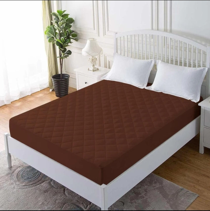 Terry Cotton Waterproof Mattress Protector – Brown