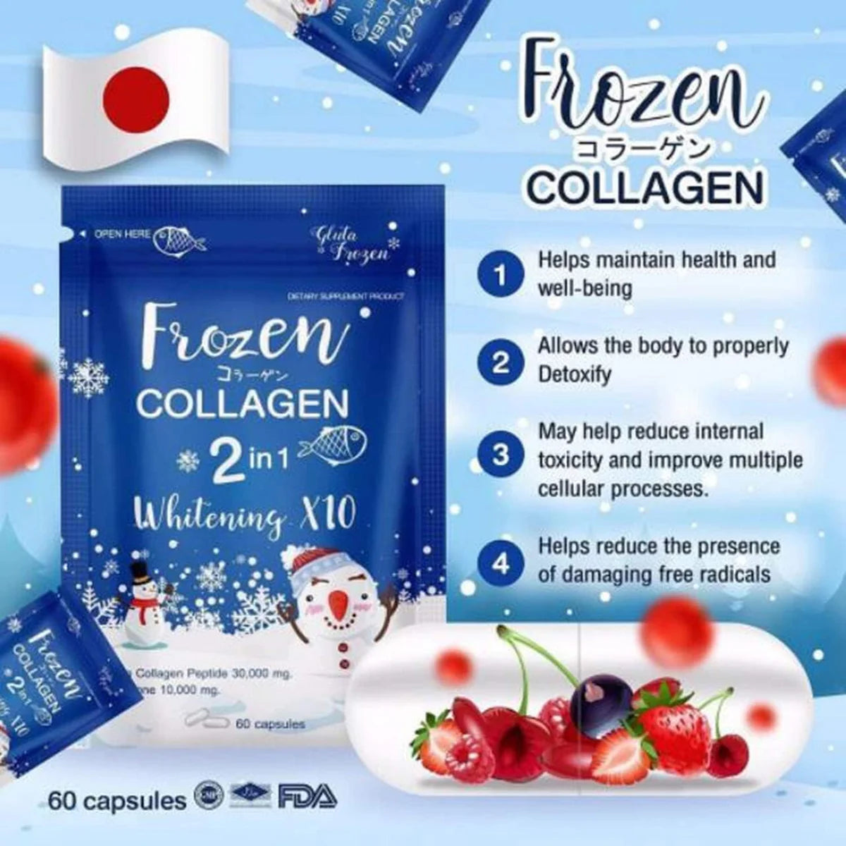 Gluta Frozen Collagen 2 In 1 Capsules ( 60 ) Made in Thiland