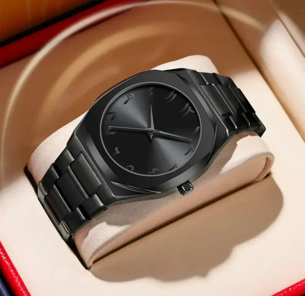 Black Aura Quartz Watch – Stylish Analog Watch For Men & Boys