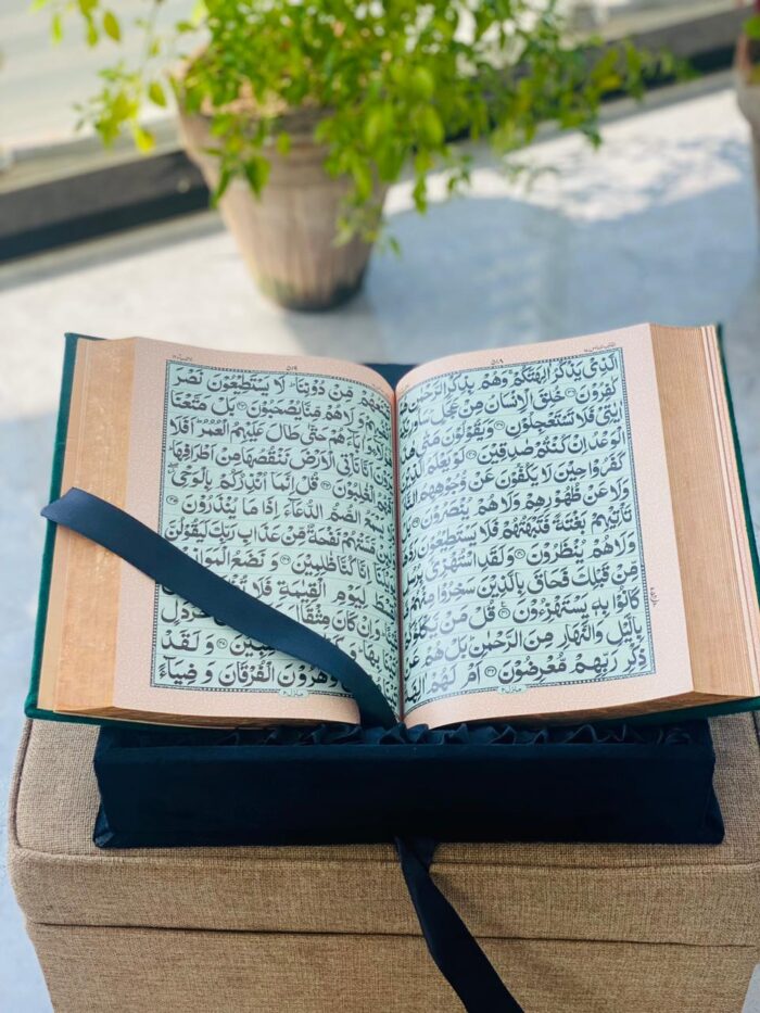 Gifts Quran Bold letters Large Size with wooden Rehal Box Acrylic on Box (White Color)