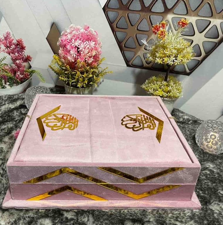 Fancy Bridal Holy Quran-Pink Velvet