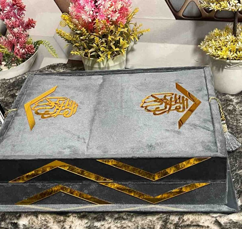 Fancy Bridal  Holy Quran-Gray Velvet