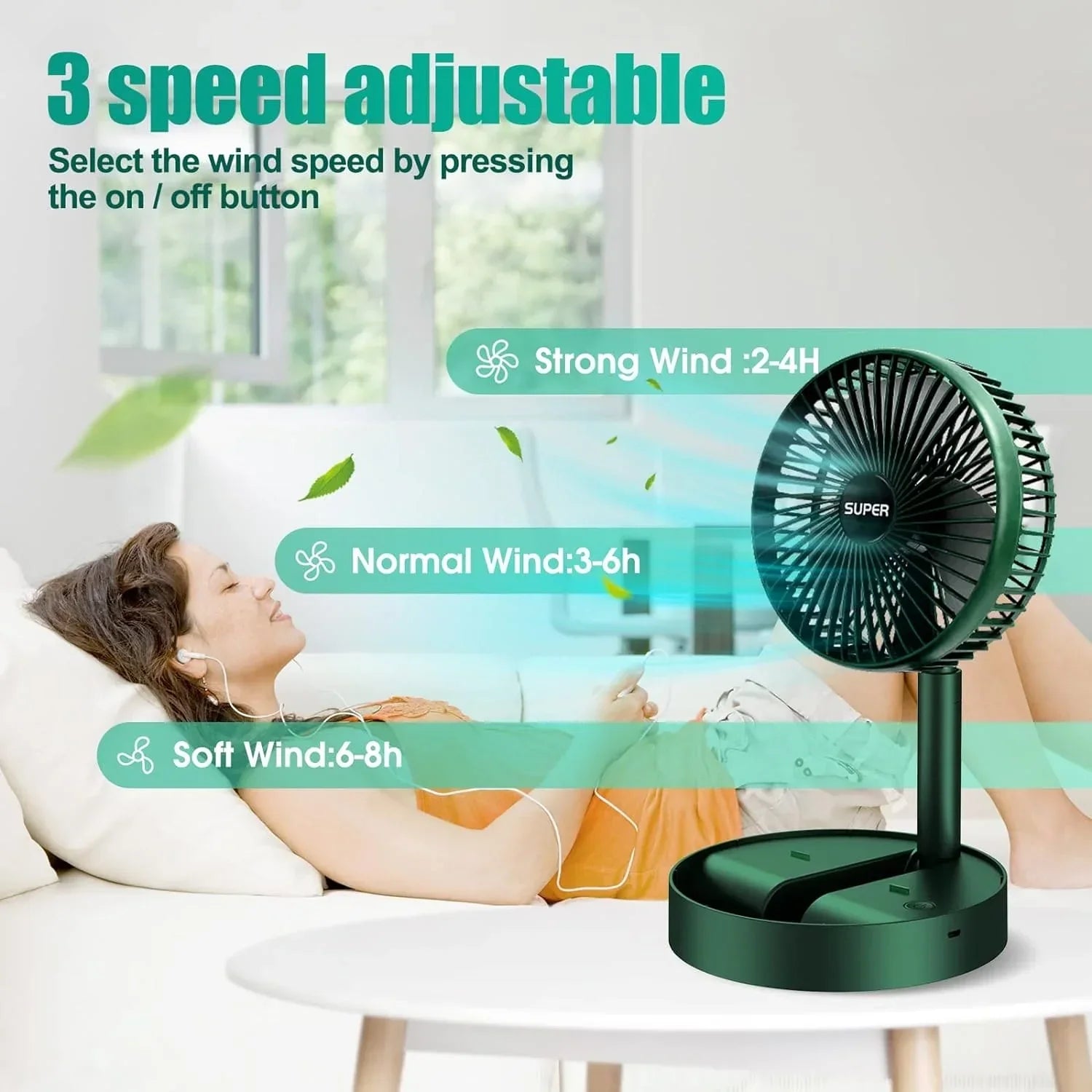 Telescopic Folding Fan, Mini Electric Desktop Fan, Portable Summer Rechargeable Fan,